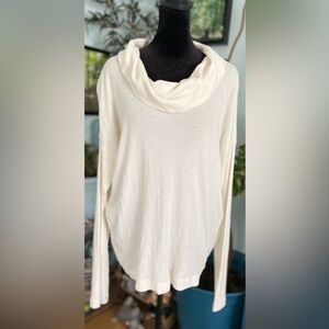 Ivory Frost Solid Waffle Cowl Neck Top